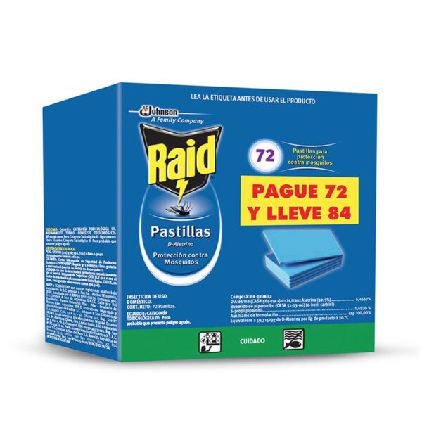 RAID PASTILLAS 72 UDS GTS 12 PASTILLAS