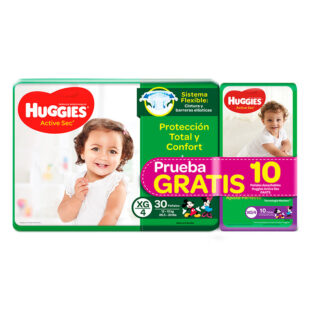 PAN.HUGGIES ACT.SEC.ET.4 XG 30GTS 10PAN