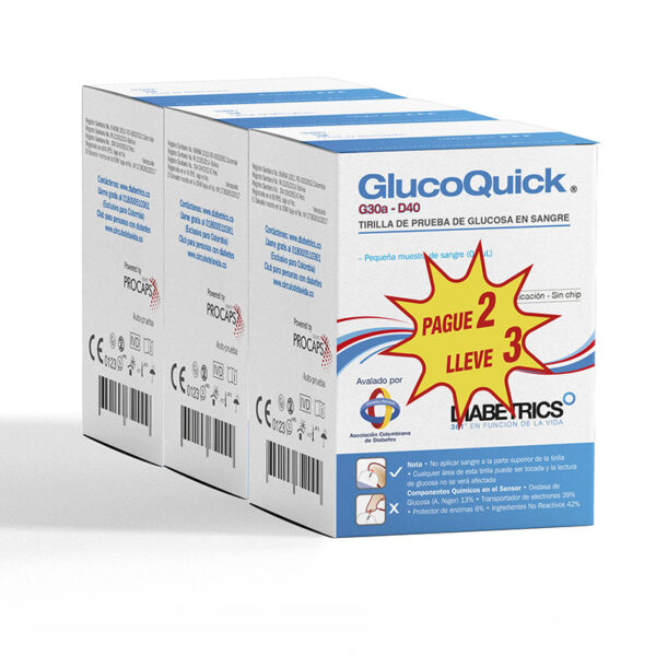 TIRAS REAC.GLUCOQUICK 50 PG 2 LLEVE 3