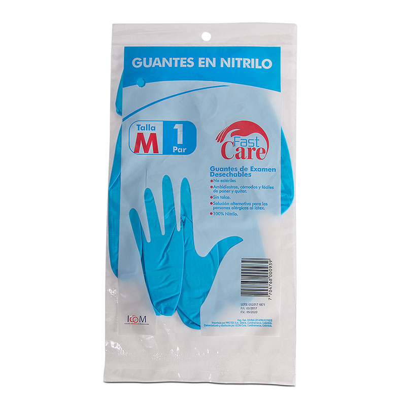 GUANTE FAST CARE NITRI.AZUL T.M 12PAR.IC