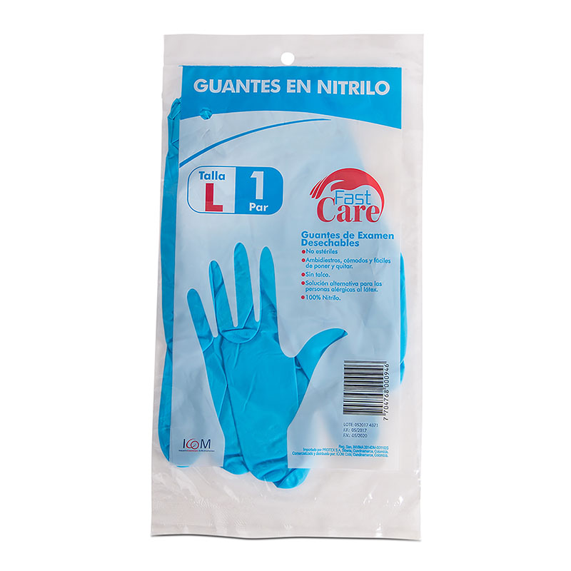 GUANTE FAST CARE NITRI.AZUL T.L 12PAR.IC