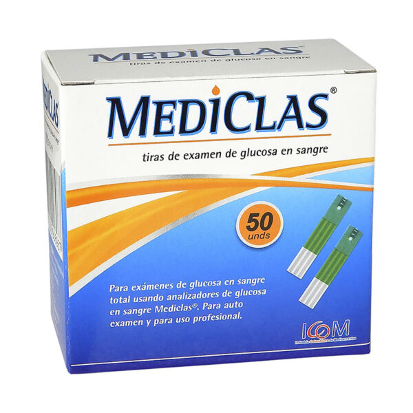 TIRAS REACTIVAS GLUCOM.MEDICLAS 50UDS IC
