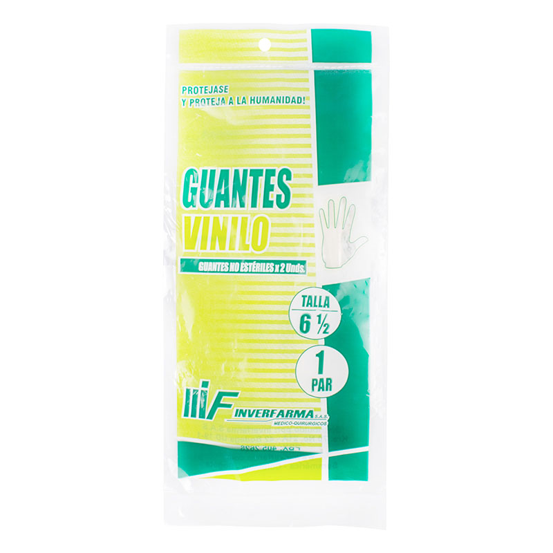 GUANTE EXAMEN VINILO INVERF.T.6 1/2 2UDS