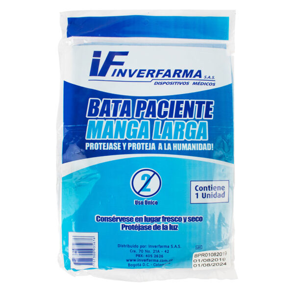BATA PACIENTE MANGA LARGA 1UD INVER.